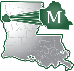 Map showing Mansfield in Louisiana